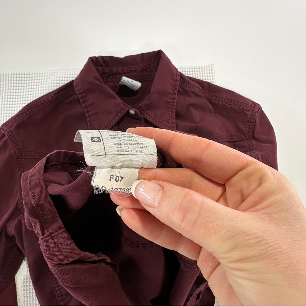 Carhartt western pearl snap shirt cotton workwear burgundy regular M - Picture 8 of 11